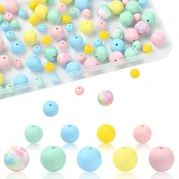 90Pcs 9 Styles Round Silicone Beads