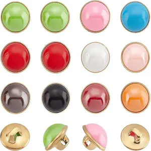 100Pcs 10 Style 1-Hole Brass Resin Button