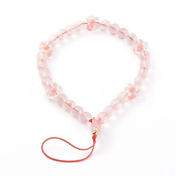 Frosted Round Spray Painted Glass Beaded Mobile Straps