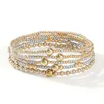 Gold Beaded Friendship Bracelet Set Handmade Stacking Jewelry for Women