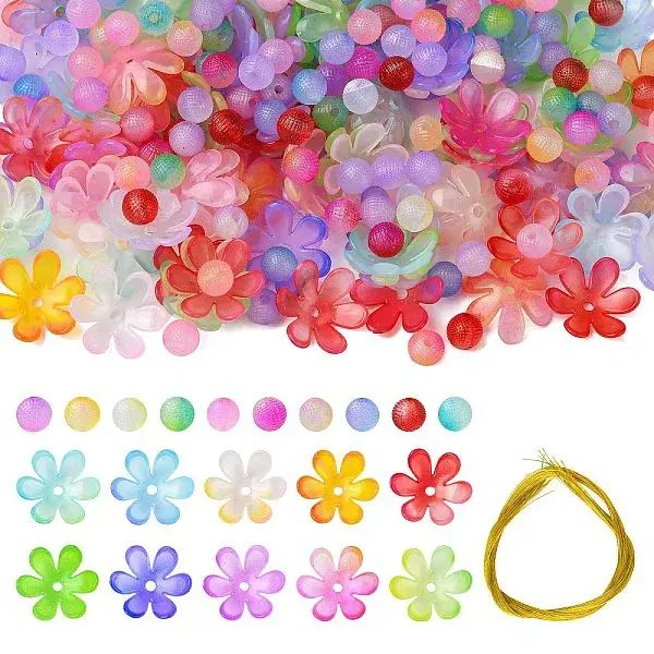 DIY Round Flower Acrylic Beads Jewelry Making Kits