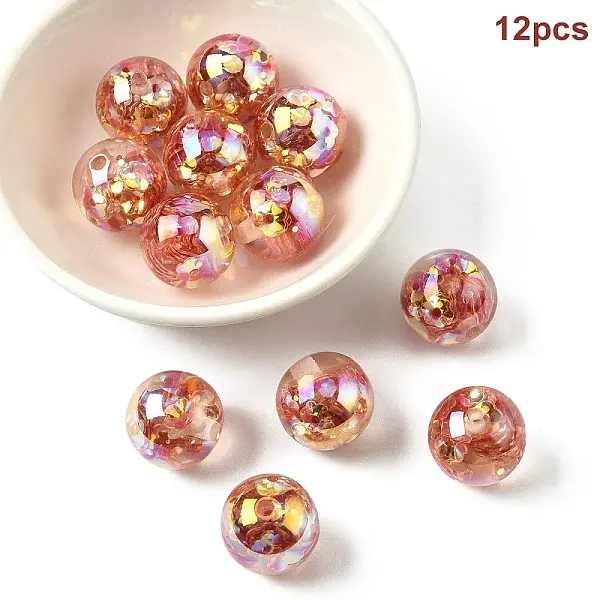 12Pcs Transparent Inner Flower Acrylic Beads