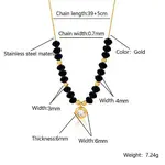 Stainless Steel Crystal Rhinestone Flat Round Pendant Glass Beaded Necklaces for Women