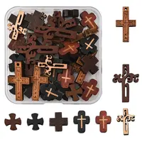 40Pcs 8 Styles Natural Wood Pendants & Beads Sets