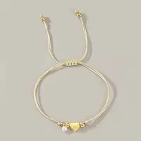 Bohemian Style Color Faux Pearl Heart Copper Bead Women's Bracelet Jewelry