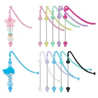 10Pcs 10 Colors ABS Plastic & Stainless Steel Beadable Bookmarks