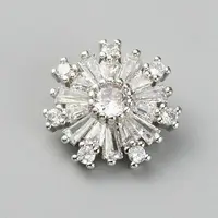 Brass Micro Pave Clear Cubic Zirconia Shank Buttons