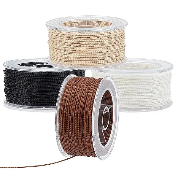 4 Rolls 4 Colors Round Waxed Polyester Cord