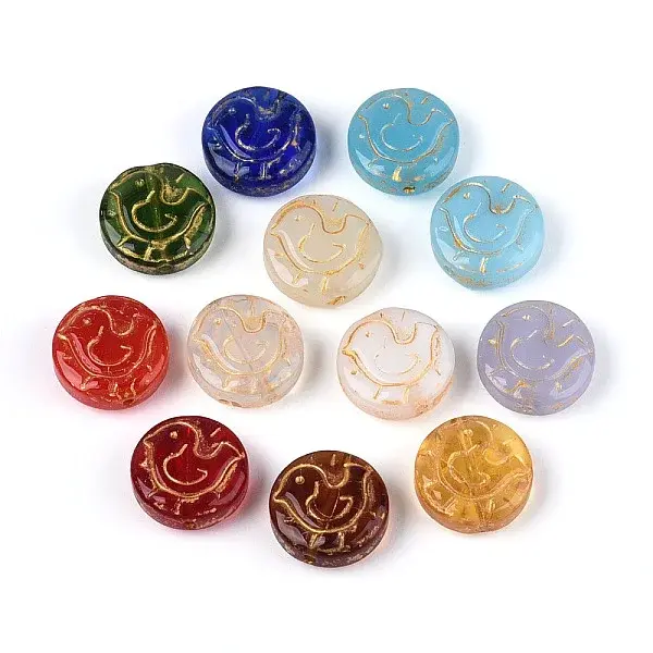 Baking Paint and Golden Metal Enlaced Glass Beads