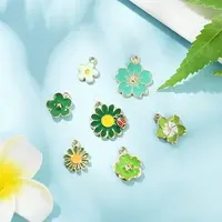28Pcs 8 Styles Light Golden Plated Alloy Enamel Pendants