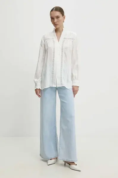 Košile Answear.LAB dámská, bílá barva, regular, se stojáčkem