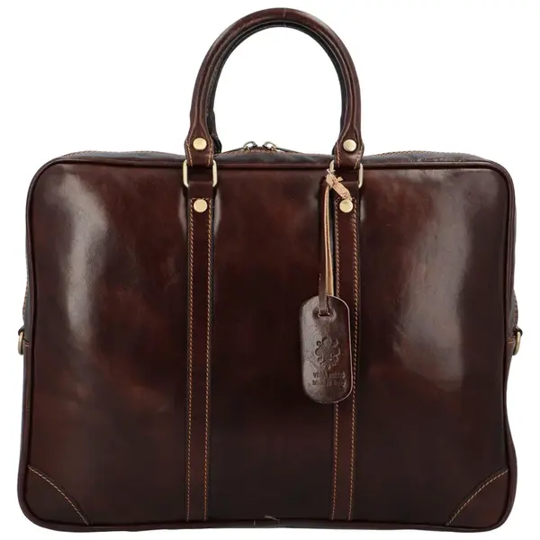 Kožená business taška tmavě hnědá - Delami Vera Pelle Paolo