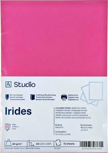 Barevný papír A4 80g Irides – růžový 10 listů