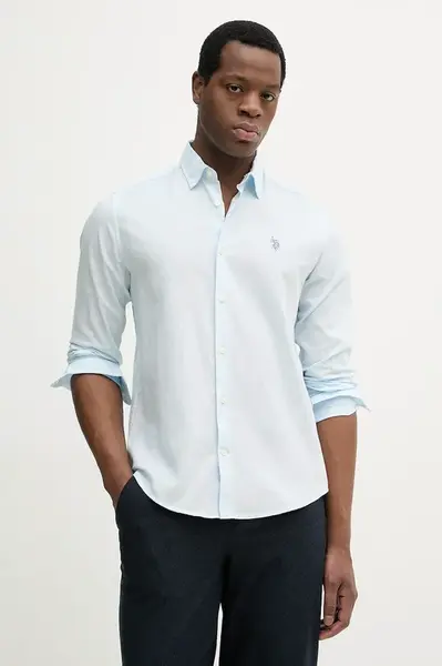 Košile s příměsí lnu U.S. Polo Assn. LINEN BLEND LS