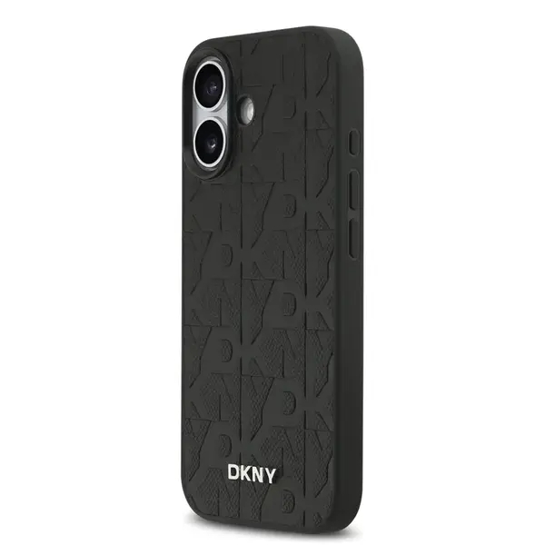 Zadní kryt DKNY PU Leather Grid Pattern Magsafe pro Apple iPhone 17, black