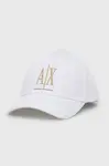 Bavlněná baseballová čepice Armani Exchange bílá barva, s aplikací, 944208 3R131