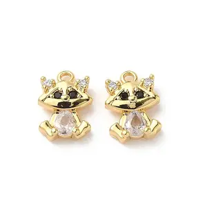 Brass Micro Pave Cubic Zirconia Charms