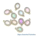 10Pcs UV Plating Alloy with Mixed Color Glass Rhinestone Pendants