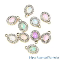 10Pcs UV Plating Alloy with Mixed Color Glass Rhinestone Pendants