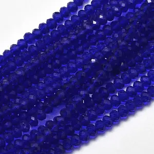 Faceted Rondelle Transparent Glass Beads Strands