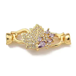Brass Micro Pave Cubic Zirconia Fold Over Clasps