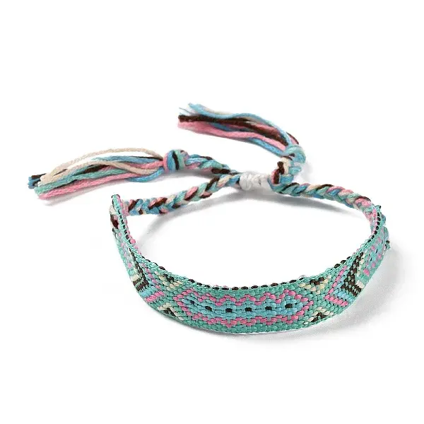 Polyester-cotton Braided Rhombus Pattern Cord Bracelet