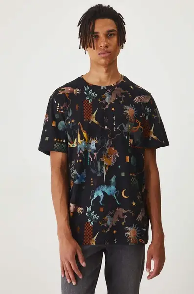 Bavlněné tričko Medicine pánské, černá barva