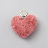 Heart Polyester Rabbit Hair Pendant Keychain