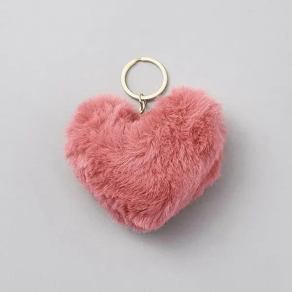 Heart Polyester Rabbit Hair Pendant Keychain