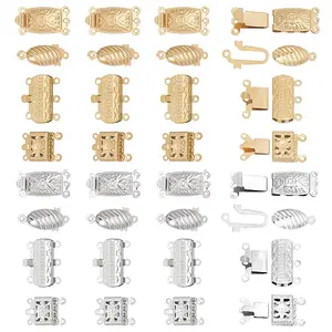 32 Sets 8 Styles Ion Plating(IP) 304 Stainless Steel Box Clasp
