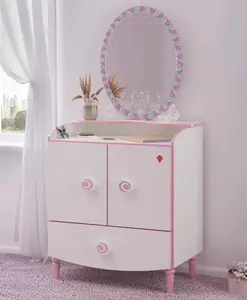 Kombinovaná komoda se zrcadlem susy - bílá/růžová