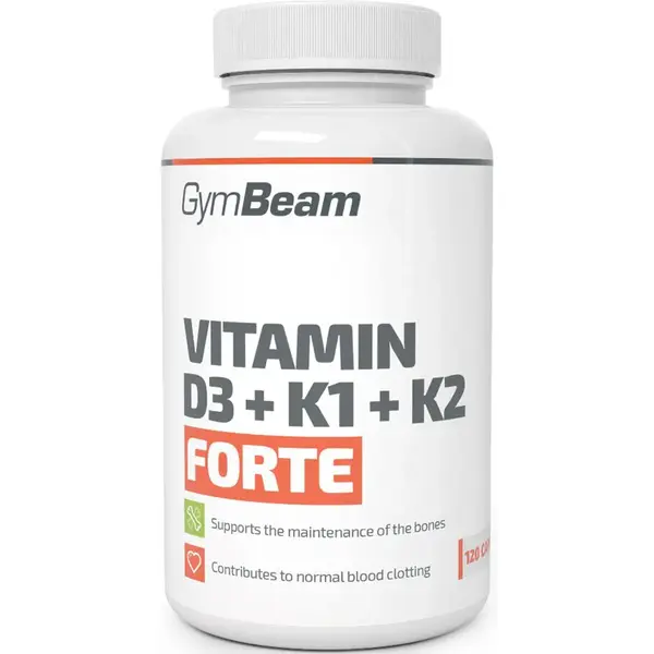 GymBeam Vitamin D3 + K1 + K2 Forte kapsle pro podporu imunitního systému 120 cps