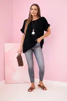 Kesi Włoski Mušelínová blúzka s náhrdelníkom čierny