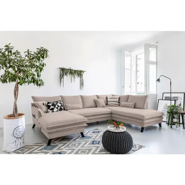 P & B SEDACÍ SOUPRAVA, textil, šedohnědá