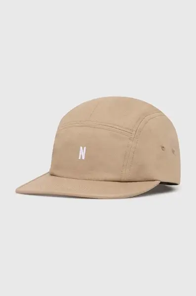 Bavlněná baseballová čepice Norse Projects Twill 5 Panel Cap béžová barva, N80.0126.0966
