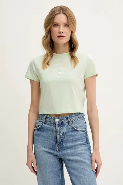 Tričko Guess COLETTE tyrkysová barva, V4YI20 KCDH1