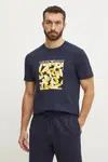 Bavlněné plážové tričko Emporio Armani Underwear tmavomodrá barva, s potiskem, EM000574 AF12349