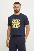 Bavlněné plážové tričko Emporio Armani Underwear tmavomodrá barva, s potiskem, EM000574 AF12349