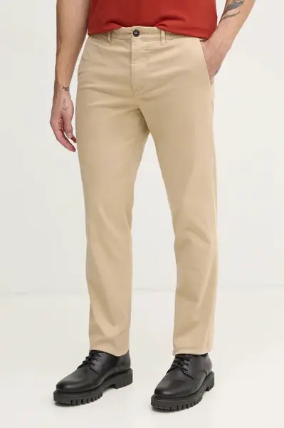 Kalhoty United Colors of Benetton pánské, béžová barva, ve střihu chinos, 4DKH55I18