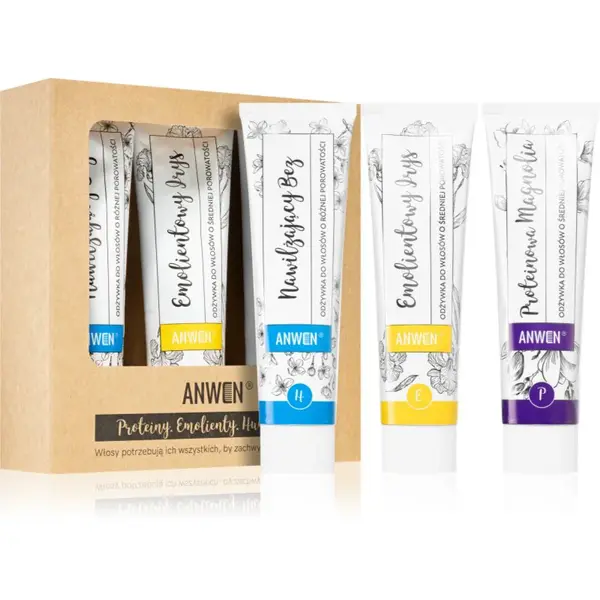 Anwen Proteins . Emollients . Humectants pečující kondicionér výhodné balení 3 x 100 ml Medium porosity