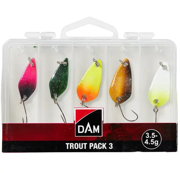 Dam třpytka trout pack 3 inc box 3,5-4,5 g