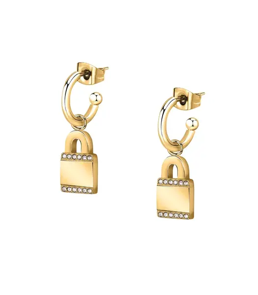 Morellato Pozlacené kruhové náušnice Visací zámky 2v1 Mascotte SAVL09