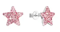 Evolution Group - Pavona Stříbrné náušnice Hvězdičky s krystaly Preciosa 31312.3 light rose
