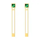 Preciosa Pozlacené ocelové náušnice Straight se zeleným křišťálem Preciosa 7393Y66