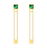 Preciosa Pozlacené ocelové náušnice Straight se zeleným křišťálem Preciosa 7393Y66