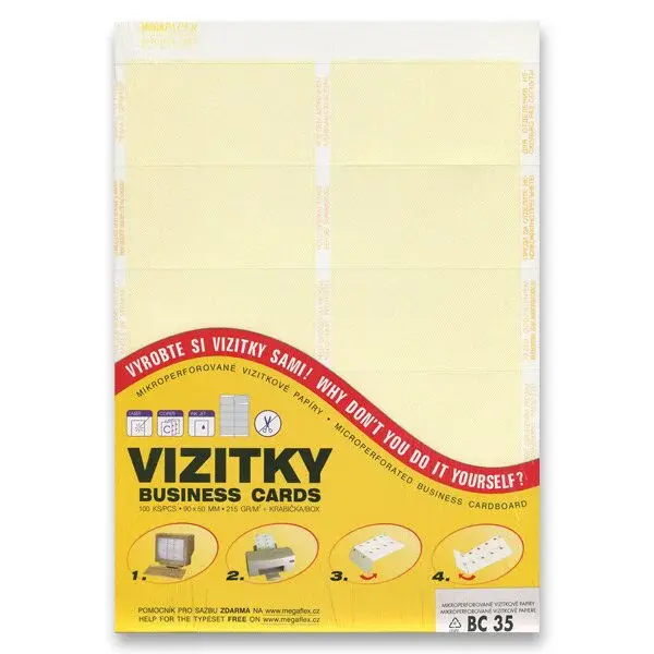 Vizitkový karton Trodat - žlutý pruh, 10 ks