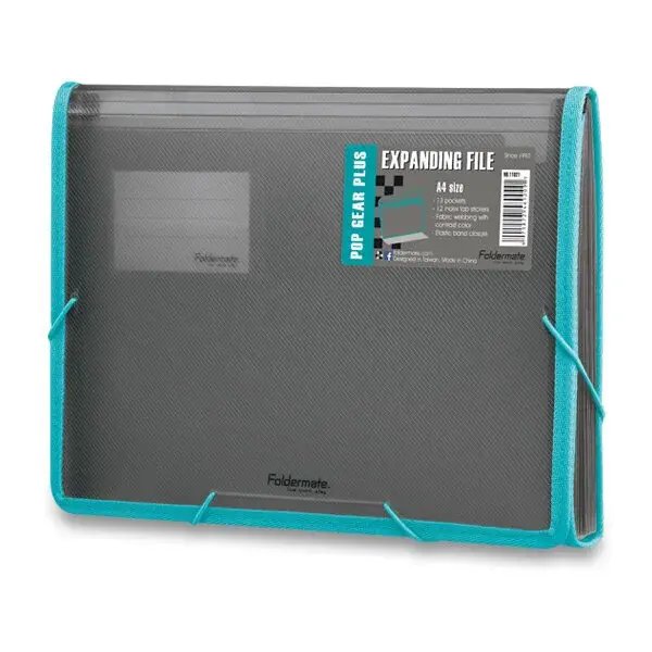 Desky na dokumenty FolderMate Pop Gear Plus, A4, s přihrádkami - kouřová