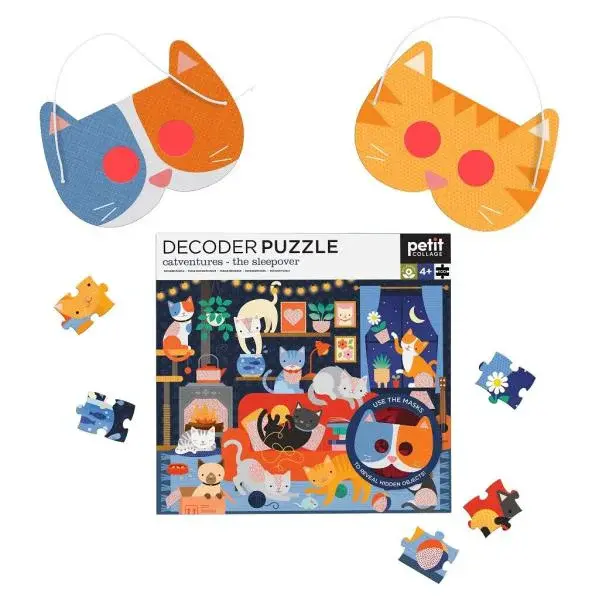 Petit Collage Puzzle kočky 100 ks s 3D brýlemi