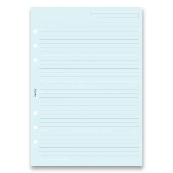 Poznámkový papír, linkovaný, náplň A5 k diářům Filofax - modrý