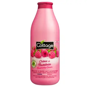 Cottage Moisturizing Shower Gel & Bath Milk - Raspberry Cream sprchový gel a mléko do koupele 97% přírodní 750 ml
